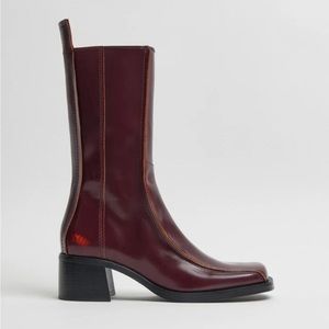 Mariela Burgundy Boots by Miista